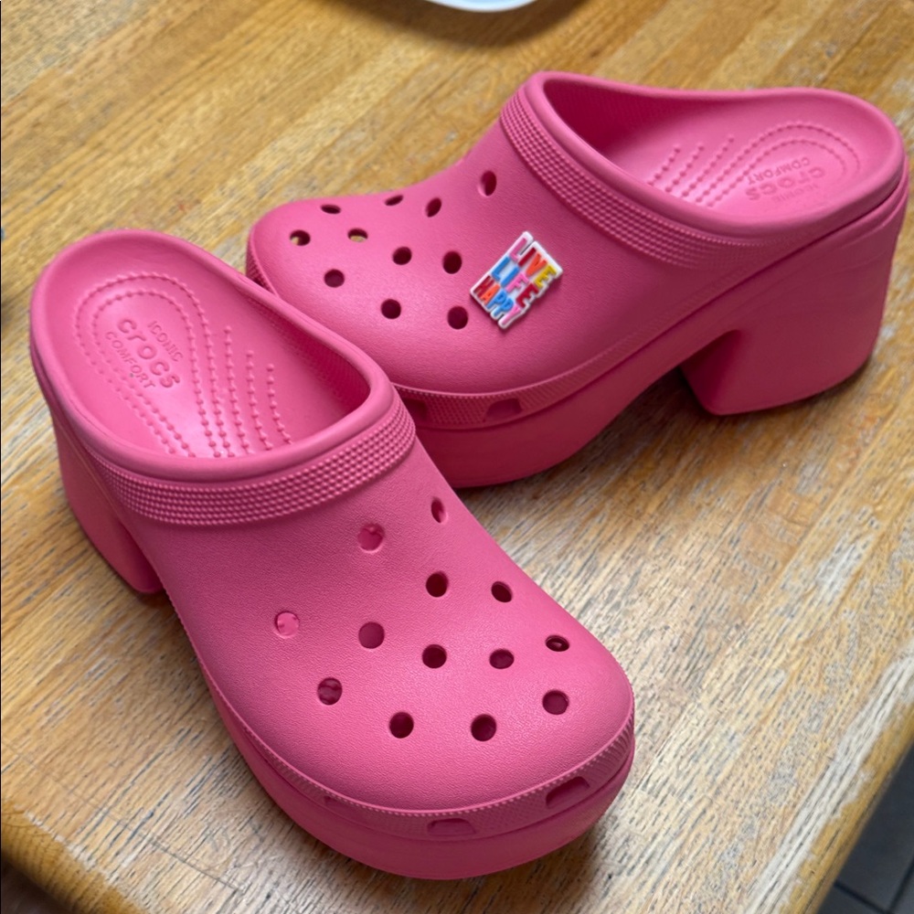 CROCS Women's Pink Platform Clogs
